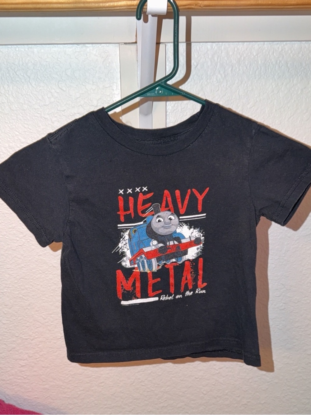 Gildan Black Kids "Heavy Metal" Thomas Graphic Tee with Red Accents